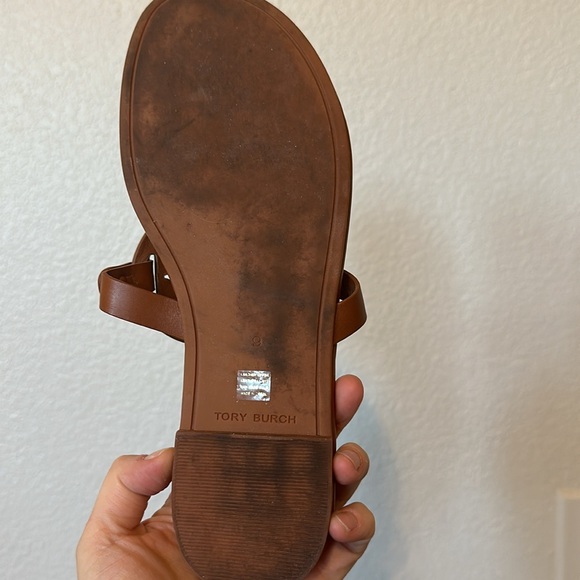 Tory Burch Metal Miller Thong Sandal Croc Embossed Leather Roma Red 9 - Picture 2 of 4